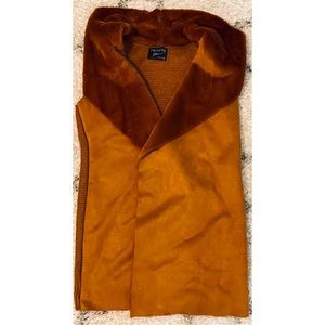 Women’s Faux Fur Collar Dark Tan & Brown “Coatigan” Coat Cardigan